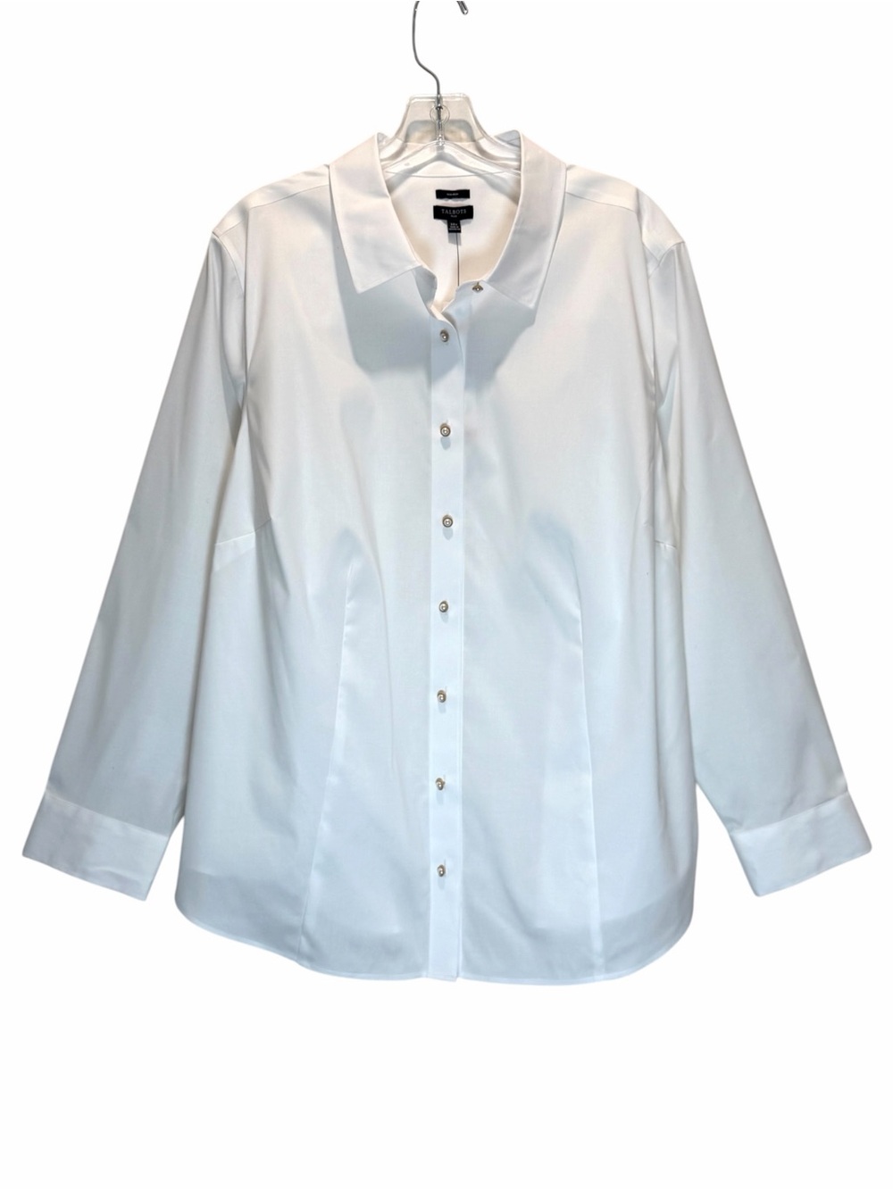 New Talbots Plus White Cotton No-Iron Tailored Shirt w/ Pearl Buttons - Size 20W